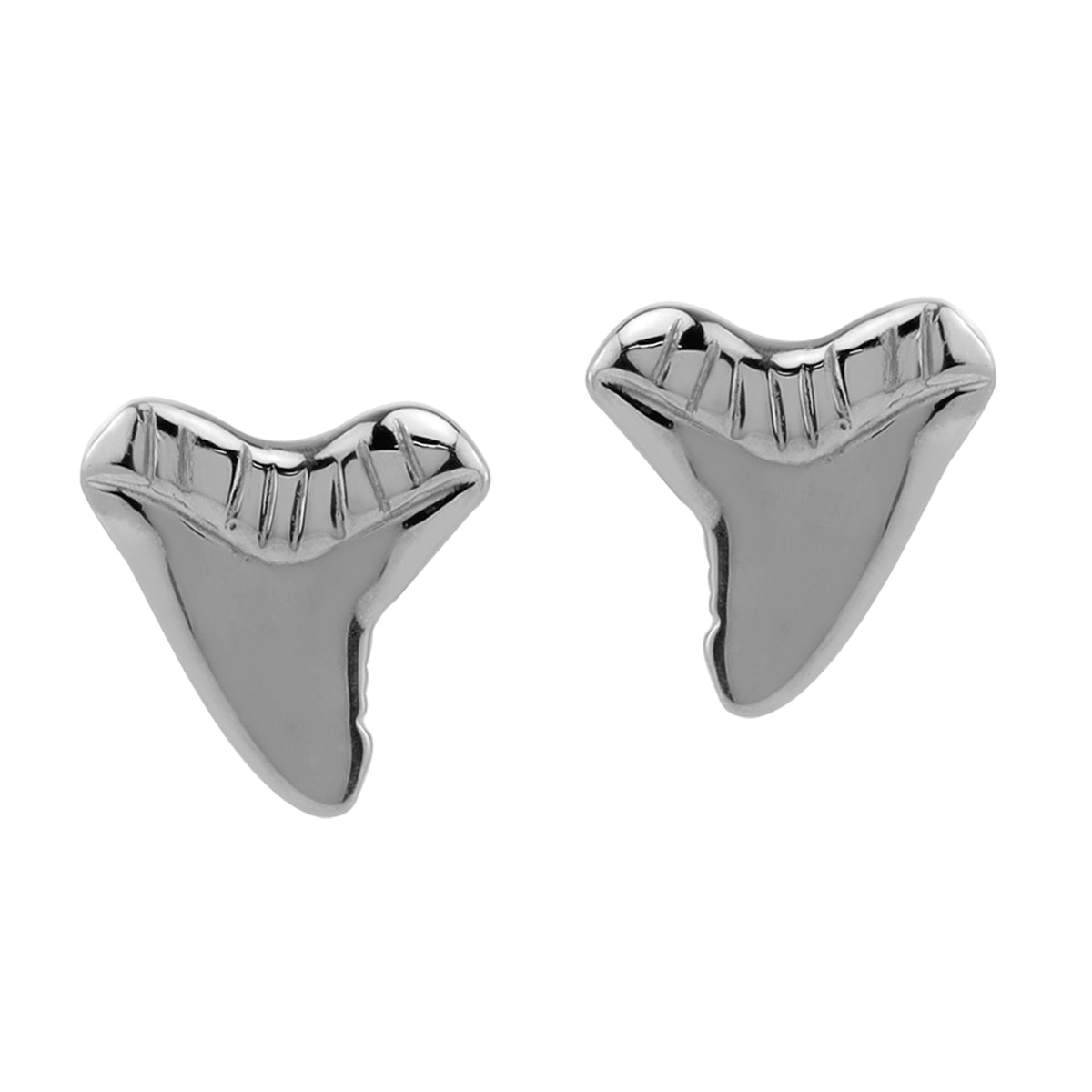 White Gold Plated 925 Sterling Silver Minimalist Shark Tooth Sealife Divers Casual Stud Earrings Jewelry for Women - Silvershake-store