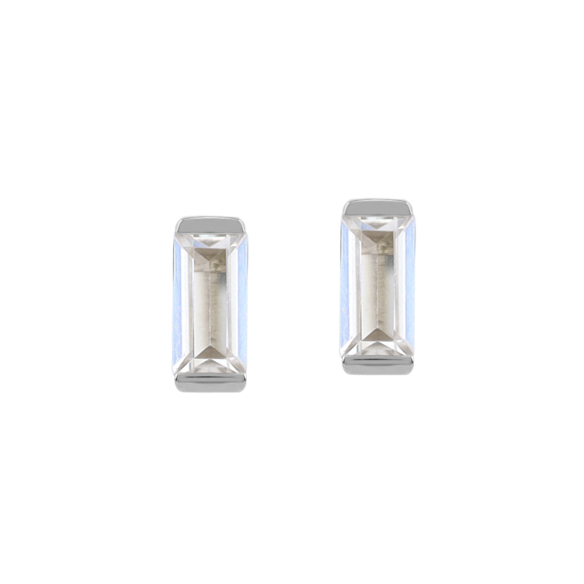 Silvershake 5X2.5mm Petite Baguette Shape Cubic Zirconia White Gold Plated 925 Sterling Silver Minimalist Stud Post Earrings April Gemstone Birthstone Jewelry for Women - Silvershake-store