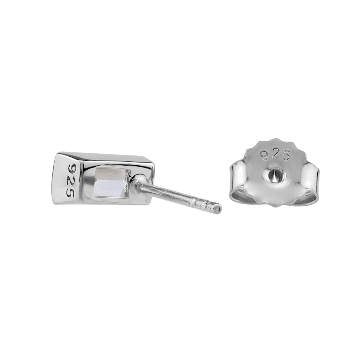 Silvershake 6X4mm Emerald Cut Baguette Shape Cubic Zirconia White Gold Plated 925 Sterling Silver Business Attire Stud Post Earrings April Gemstone Birthstone Jewelry for Women - Silvershake-store
