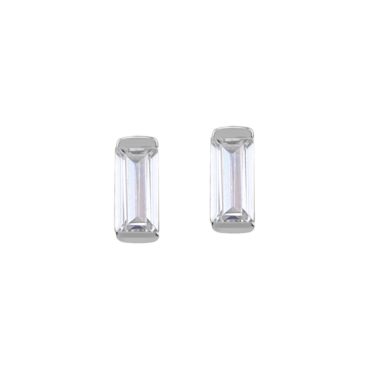 Silvershake 4X2mm Extra Petite Baguette Shape Cubic Zirconia White Gold Plated 925 Sterling Silver Minimalist Stud Earrings April Gemstone Birthstone Jewelry for Women - Silvershake-store