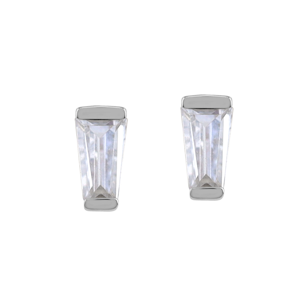 Silvershake 5X3mm Petite Created Tapered Baguette Shape Cubic Zirconia White Gold Plated 925 Sterling Silver Business Attire Stud Post Earrings April Gemstone Birthstone Jewelry for Women - Silvershake-store