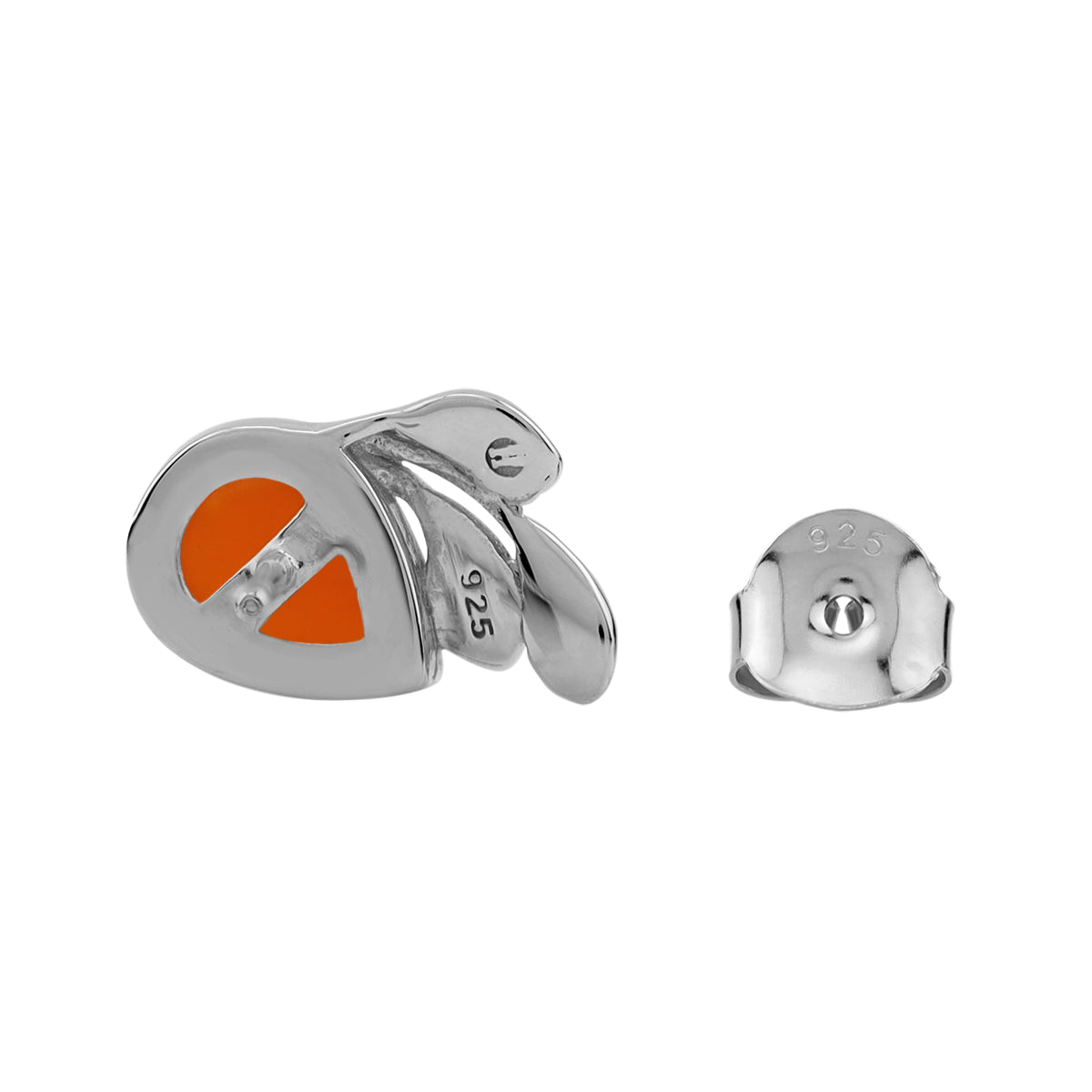 Silvershake 8X6mm Genuine Pear Shape Orange Carnelian White Gold Plated 925 Sterling Silver Leaf Casual Stud Post Gemstone Earrings Jewelry for Women - Silvershake-store