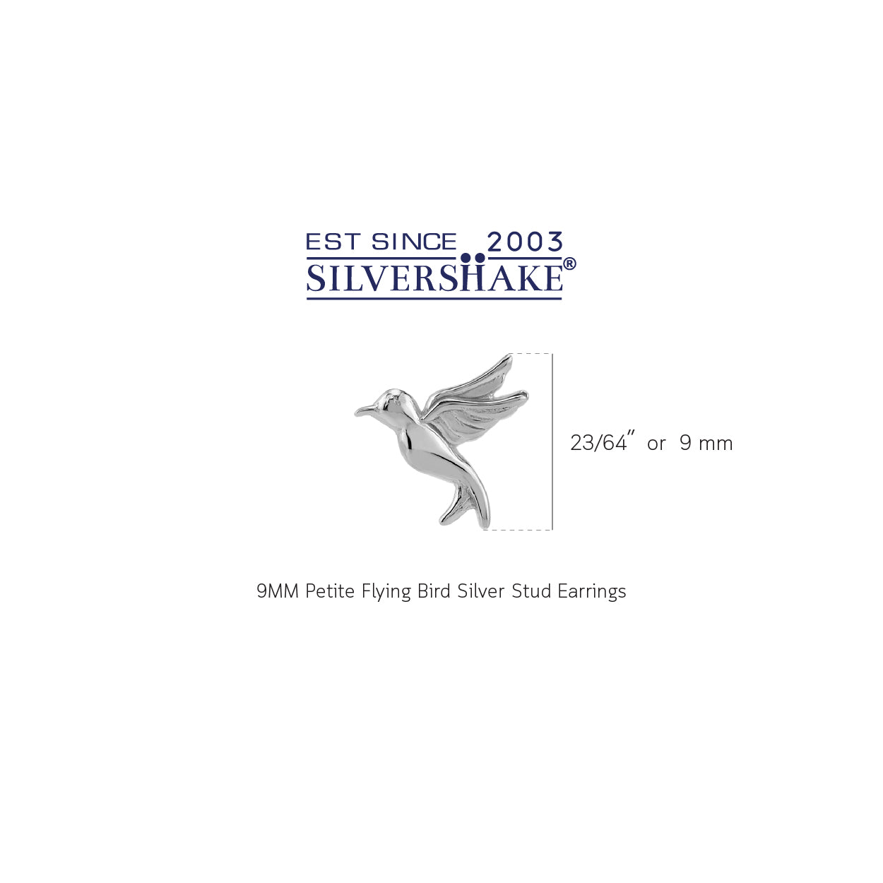 Silvershake 9MM Petite White Gold Plated 925 Sterling Silver Minimalist Flying Bird Casual Stud Earrings Jewelry for Women - Silvershake-store