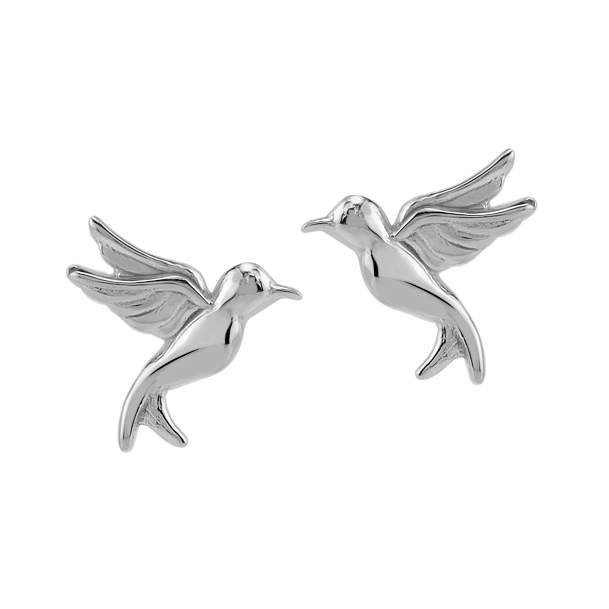 Silvershake 9MM Petite White Gold Plated 925 Sterling Silver Minimalist Flying Bird Casual Stud Earrings Jewelry for Women - Silvershake-store