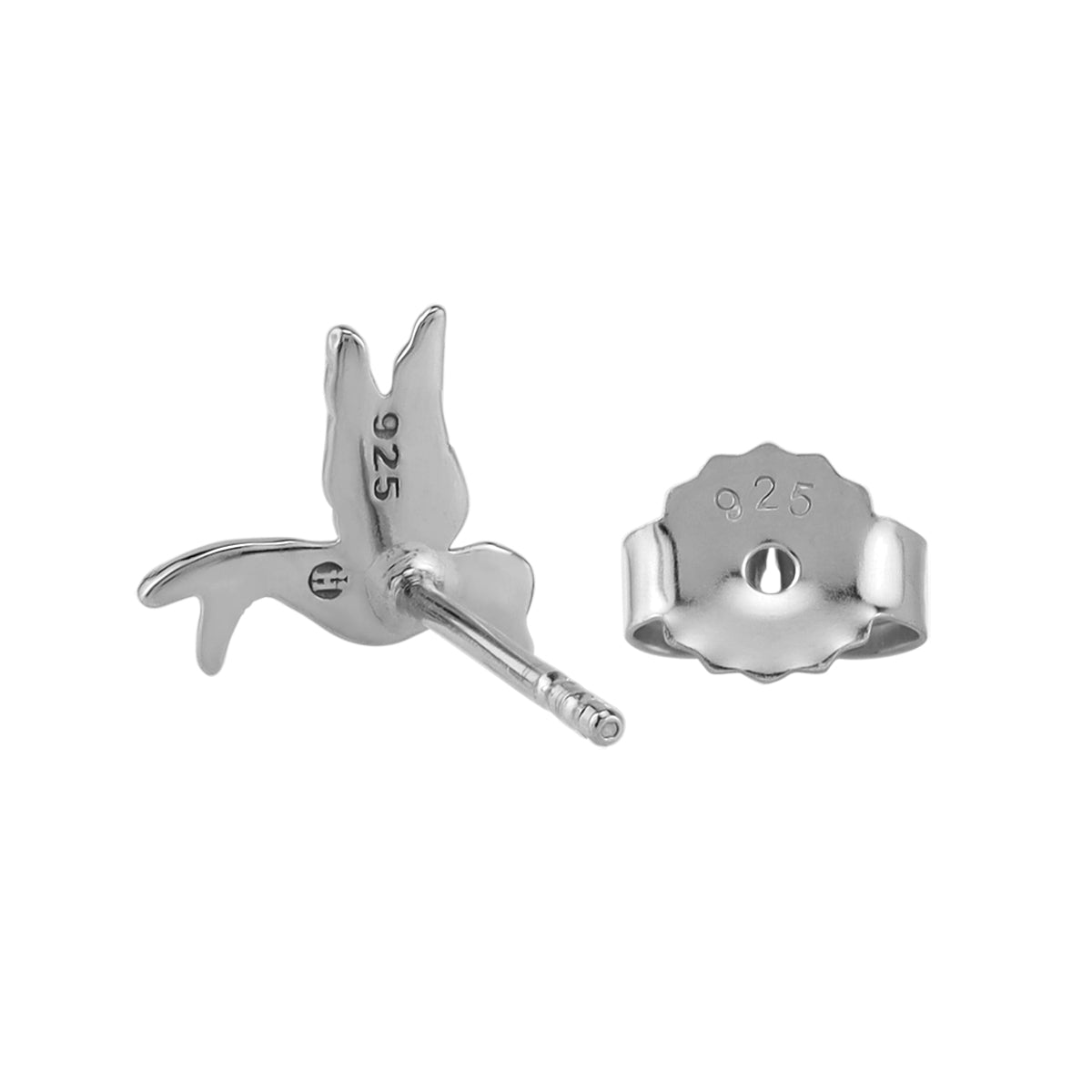 Silvershake 9MM Petite White Gold Plated 925 Sterling Silver Minimalist Flying Bird Casual Stud Earrings Jewelry for Women - Silvershake-store
