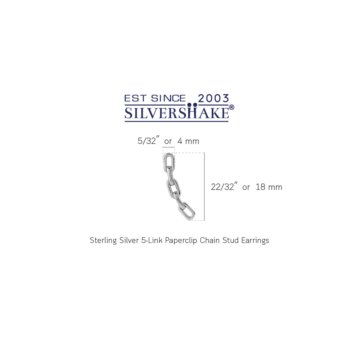 Silvershake White Gold Plated 925 Sterling Silver Minimalist Vertical Rectangle Paperclip Chain Geometric Casual Climber Horizontal Stud Earrings Jewelry for Women - Silvershake-store