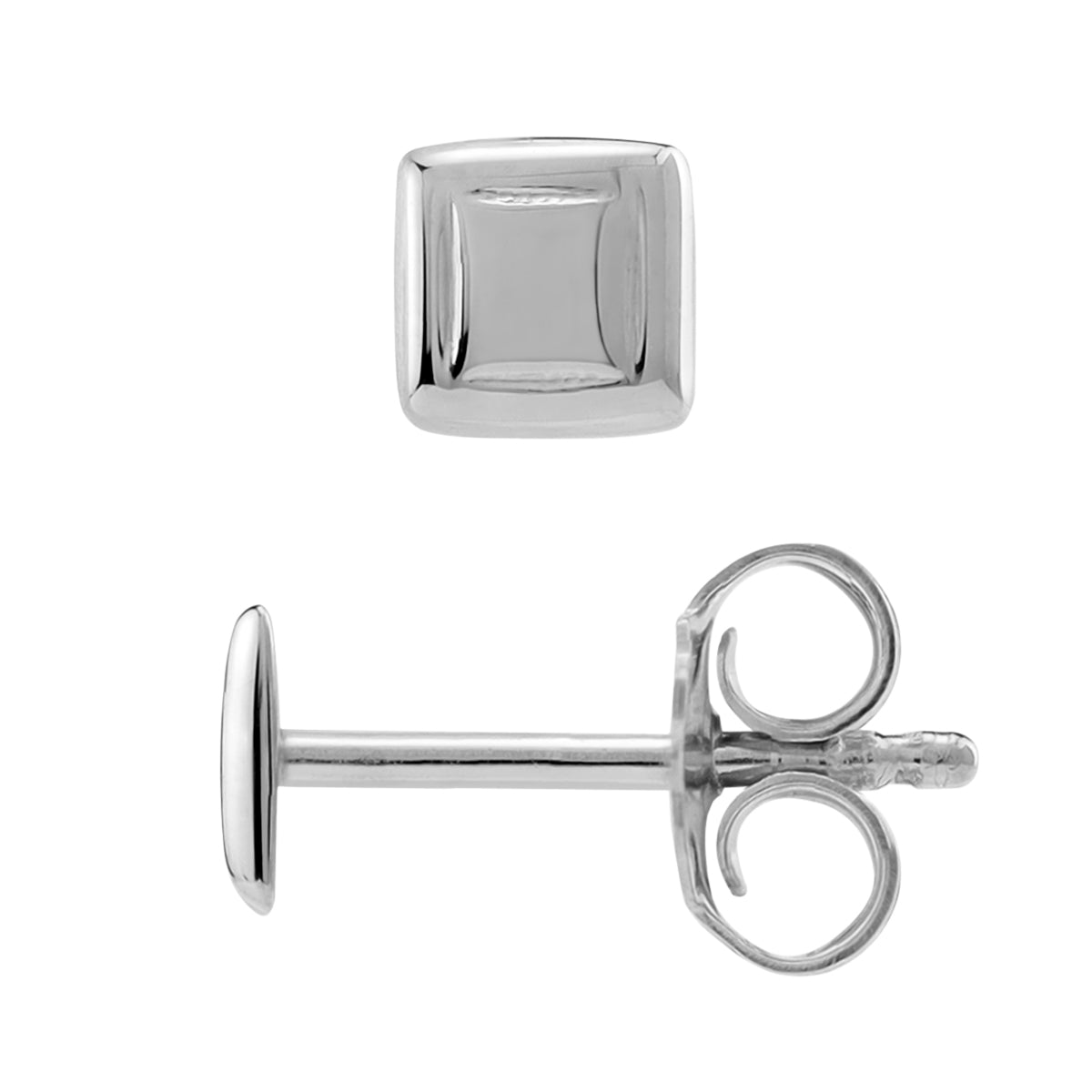 Silvershake 5MM Ultra Petite White Gold Plated 925 Sterling Silver Minimalist Square Shape Geometric Casual Stud Earrings Jewelry for Women - Silvershake-store