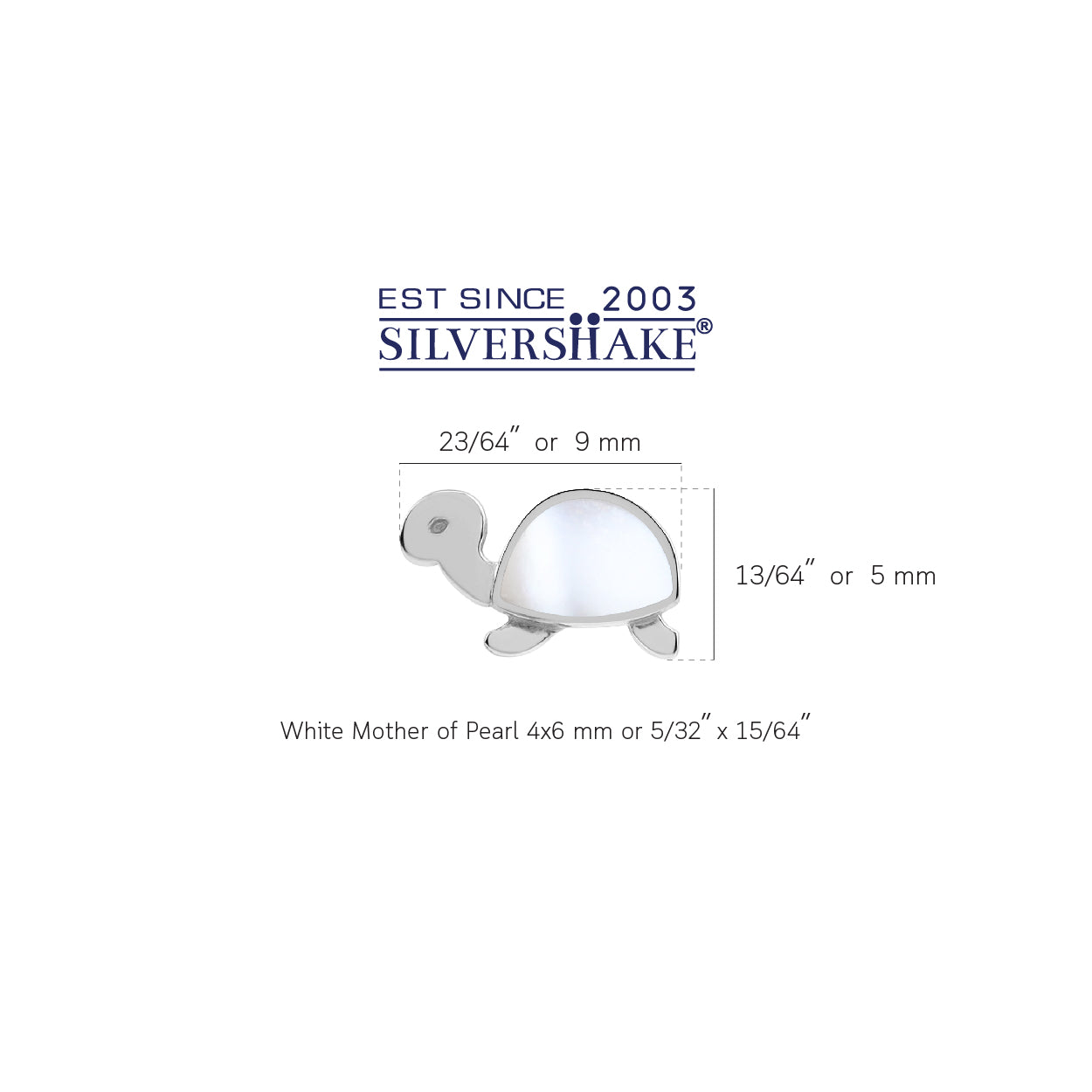Silvershake Petite Mother Of Pearl Inlay White Gold Plated 925 Sterling Silver Minimalist Turtle Sealife Casual Stud Earrings Jewelry for Women - Silvershake-store