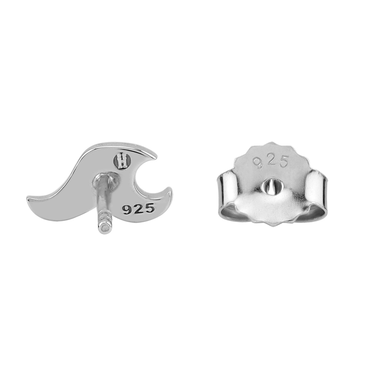 Silvershake Petite Mother Of Pearl Inlay White Gold Plated 925 Sterling Silver Minimalist Surfers Ocean Beach Tribal Wave Casual Stud Earrings Jewelry for Women - Silvershake-store