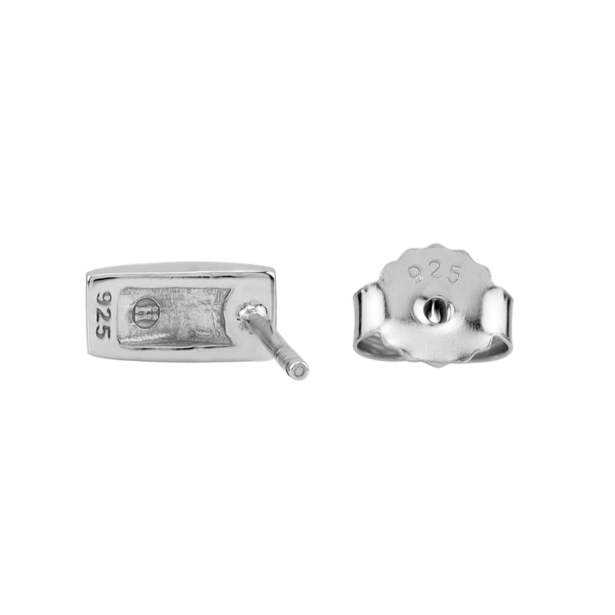 Silvershake Petite Natural Black Onyx Inlay White Gold Plated 925 Sterling Silver Minimalist Geometric Casual Stud Post Earrings Jewelry for Women - Silvershake-store
