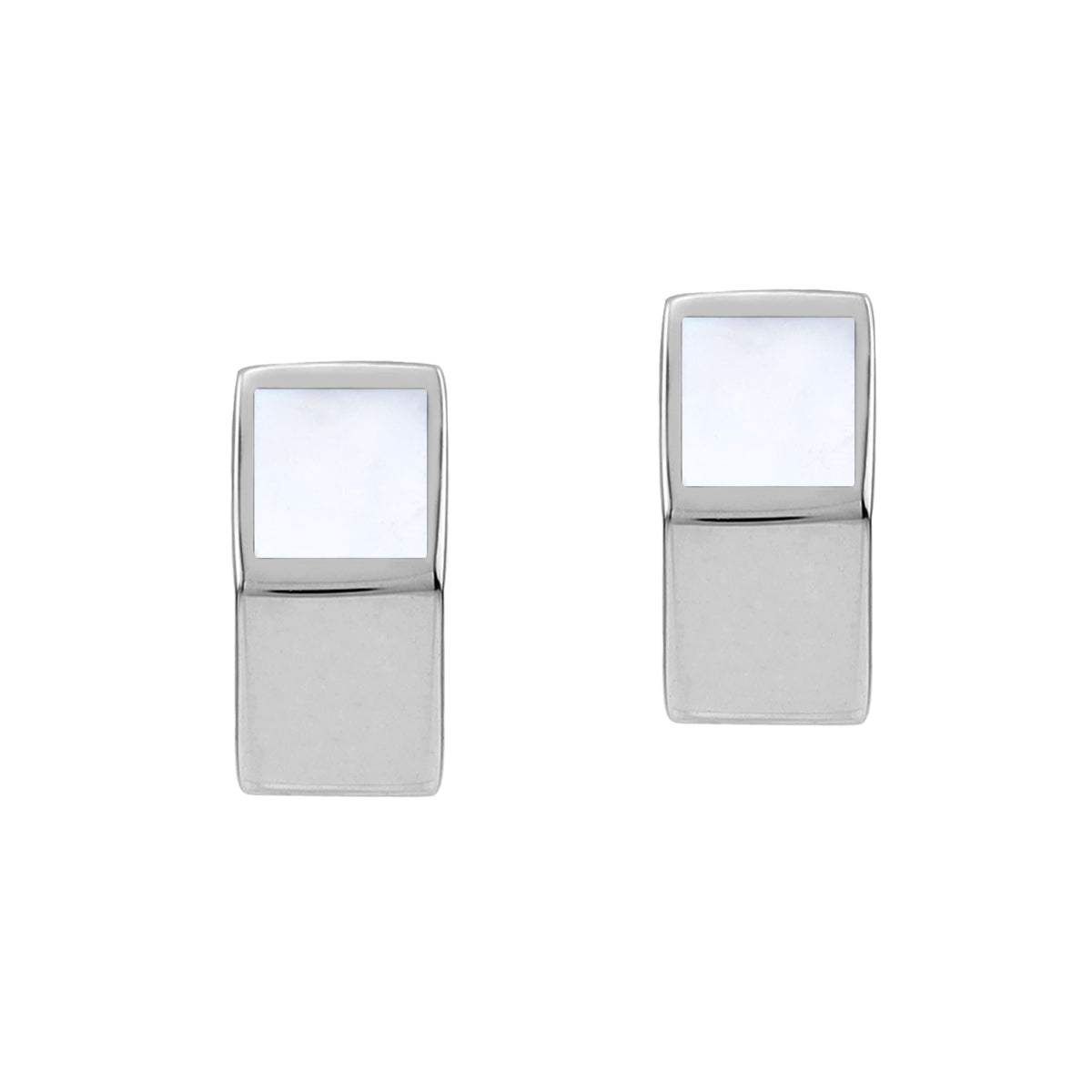 Silvershake Petite White Mother Of Pearl Inlay 925 Sterling Silver Minimalist Geometric Casual Stud Post Earrings Jewelry for Women - Silvershake-store