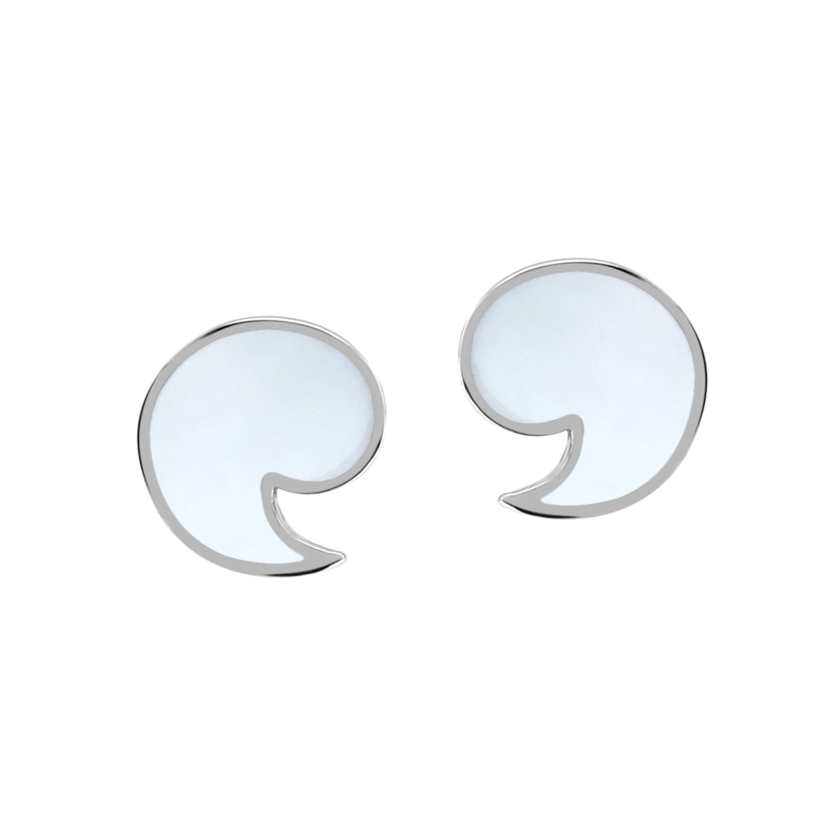 Silvershake Petite White Mother Of Pearl Inlay 925 Sterling Silver Minimalist Apostrophe or Comma Casual Stud Earrings Jewelry for Women - Silvershake-store