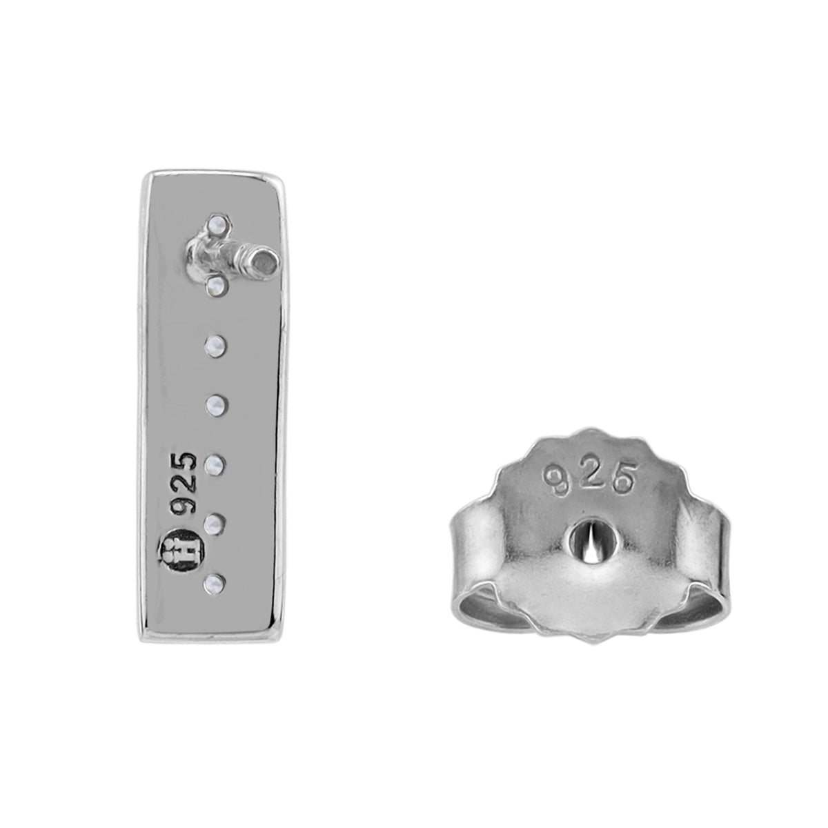Silvershake Cubic Zirconia White Gold Plated 925 Sterling Silver Minimalist Trendy Bar Stud Post Earrings April Gemstone Birthstone Jewelry for Women - Silvershake-store