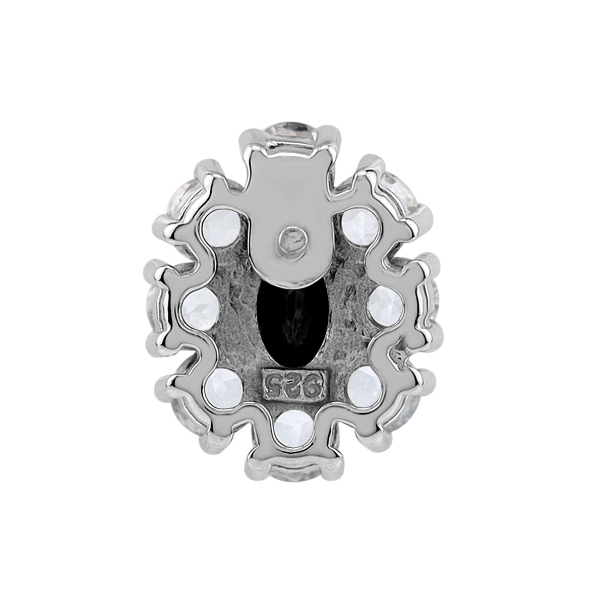 Silvershake 1.24 CTW Natural Black Onyx and Topaz White Gold Plated 925 Sterling Silver Flower Cluster Stud Post Earrings Jewelry for Women - Silvershake-store