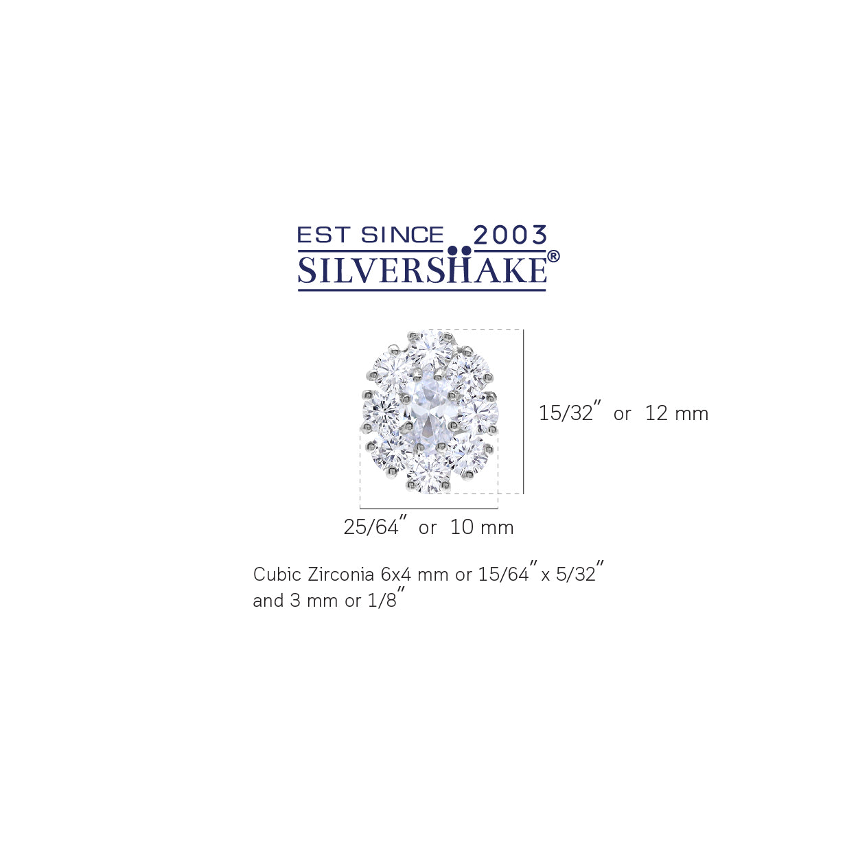 Silvershake Cubic Zirconia White Gold Plated 925 Sterling Silver Flower Cluster Stud Post Earrings April Gemstone Birthstone Jewelry for Women - Silvershake-store