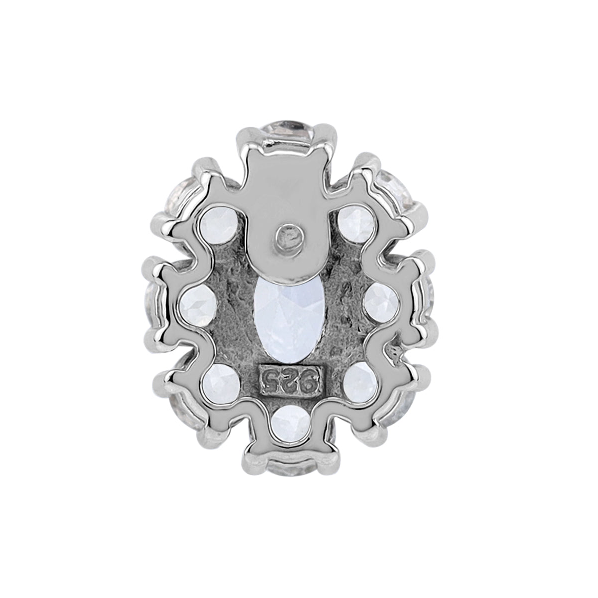 Silvershake Cubic Zirconia White Gold Plated 925 Sterling Silver Flower Cluster Stud Post Earrings April Gemstone Birthstone Jewelry for Women - Silvershake-store