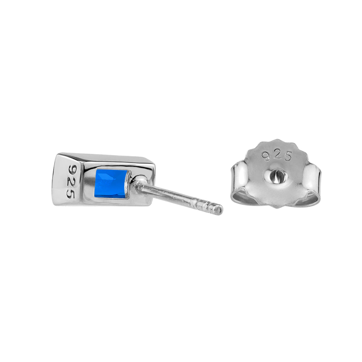 Silvershake 6X4mm Created Baguette Shape Blue Sapphire White Gold Plated 925 Sterling Silver Business Attire Stud Post Earrings September Gemstone Birthstone Jewelry for Women - Silvershake-store