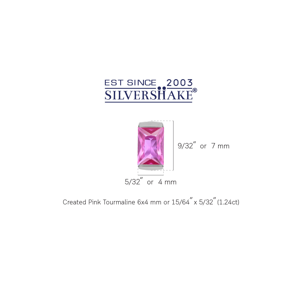 Silvershake 6X4mm Created Baguette Shape Pink Tourmaline White Gold Plated 925 Sterling Silver Business Attire Stud Post Earrings October Gemstone Birthstone Jewelry for Women - Silvershake-store