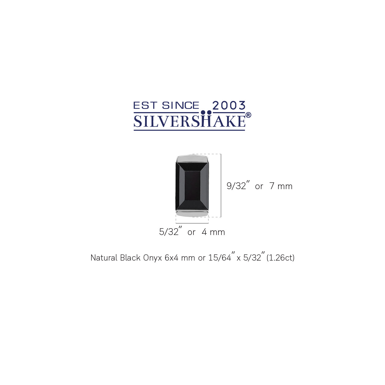 Silvershake 1.26 CTW 6X4mm Natural Baguette Shape Black Onyx White Gold Plated 925 Sterling Silver Business Attire Stud Post Gemstone Earrings Jewelry for Women - Silvershake-store