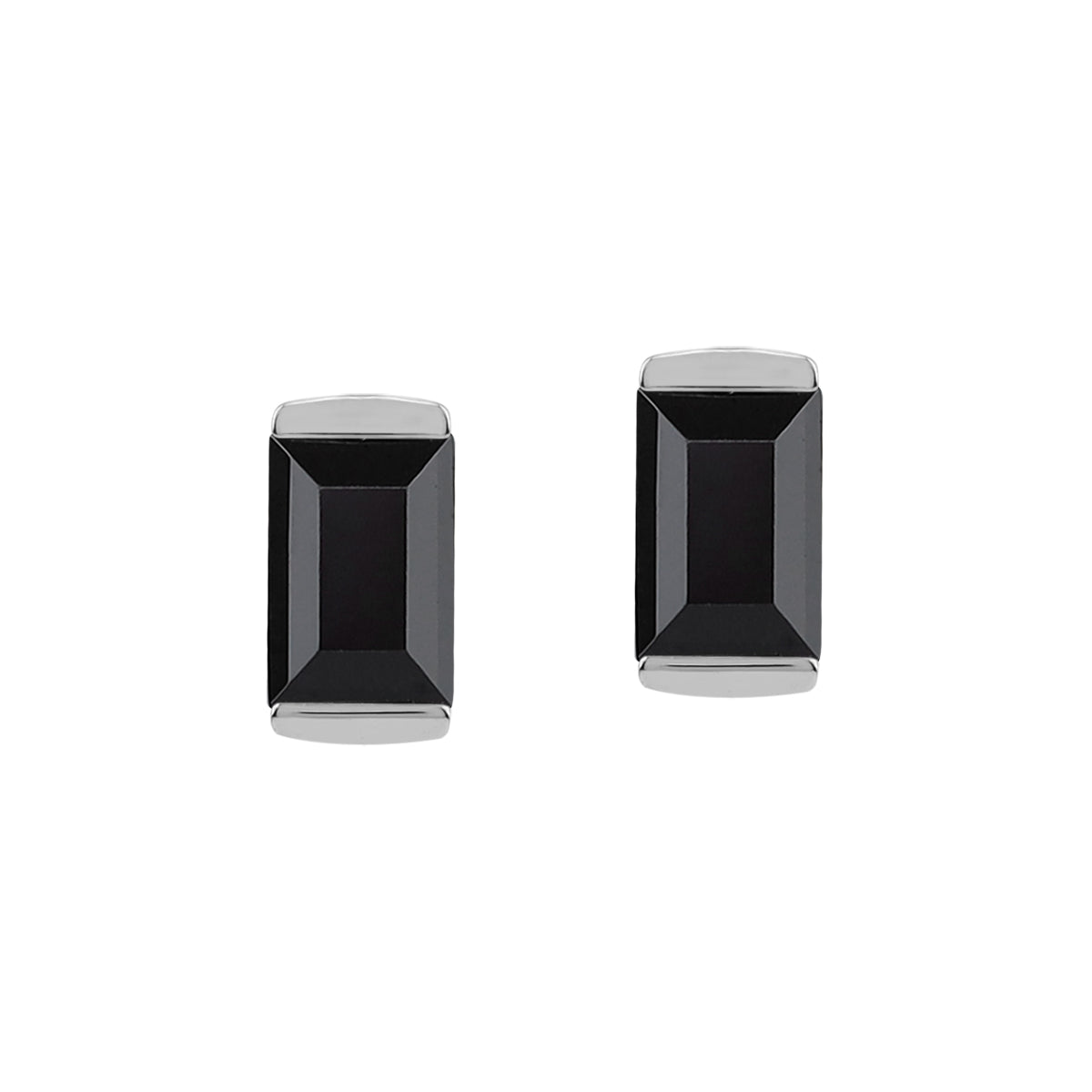 Silvershake 1.26 CTW 6X4mm Natural Baguette Shape Black Onyx White Gold Plated 925 Sterling Silver Business Attire Stud Post Gemstone Earrings Jewelry for Women - Silvershake-store