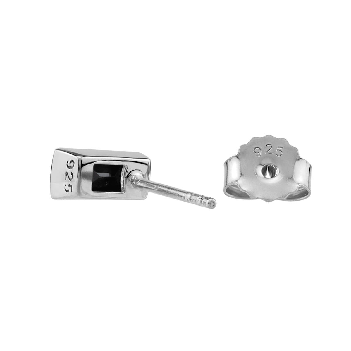Silvershake 1.26 CTW 6X4mm Natural Baguette Shape Black Onyx White Gold Plated 925 Sterling Silver Business Attire Stud Post Gemstone Earrings Jewelry for Women - Silvershake-store