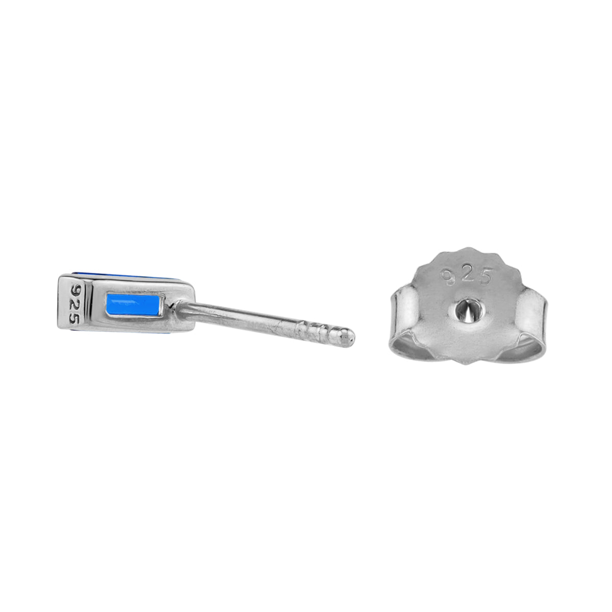 Silvershake 5X2.5mm Petite Created Baguette Shape Blue Sapphire White Gold Plated 925 Sterling Silver Minimalist Stud Post Earrings September Gemstone Birthstone Jewelry for Women - Silvershake-store