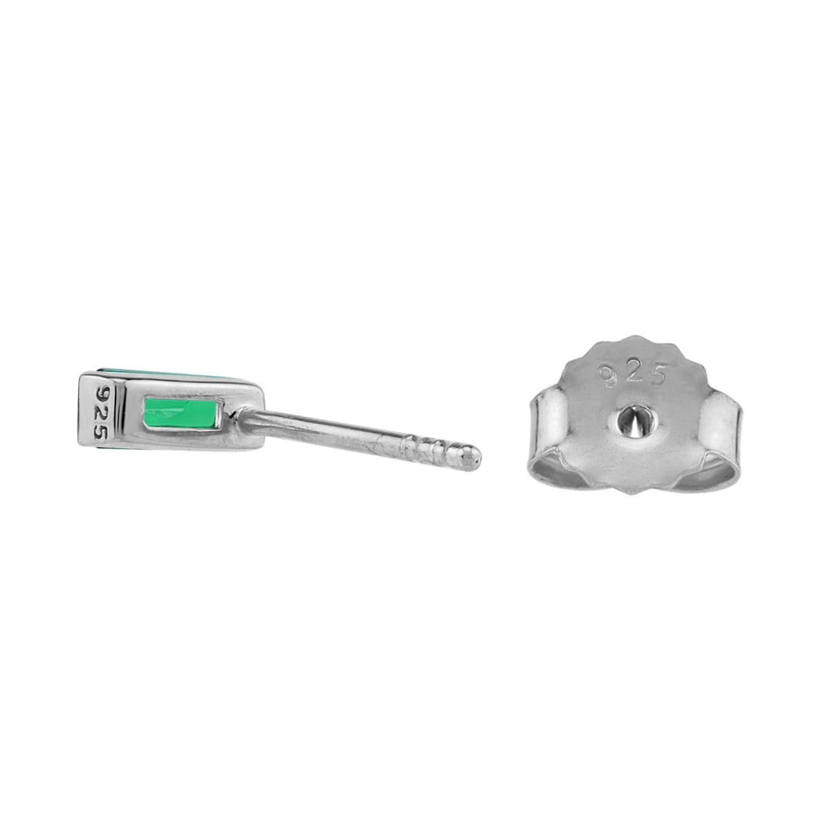 Silvershake 5X2.5mm Petite Created Baguette Shape Nano Green Emerald White Gold Plated 925 Sterling Silver Minimalist Stud Post Earrings May Gemstone Birthstone Jewelry for Women - Silvershake-store