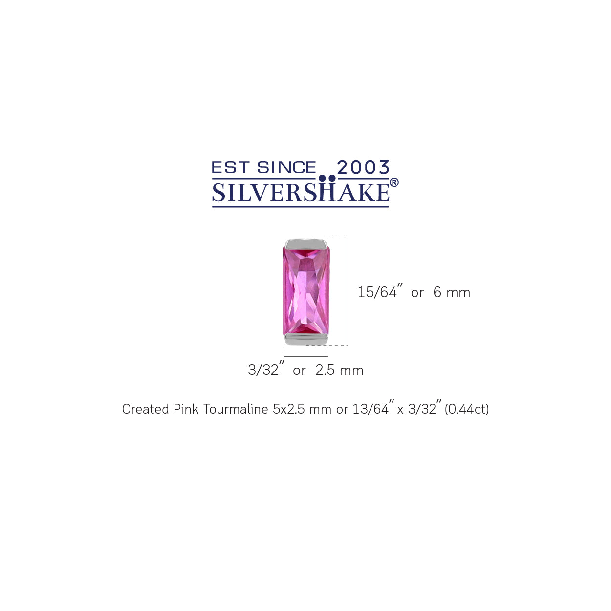 Silvershake 5X2.5mm Petite Created Baguette Shape Pink Tourmaline White Gold Plated 925 Sterling Silver Minimalist Stud Post Earrings October Gemstone Birthstone Jewelry for Women - Silvershake-store