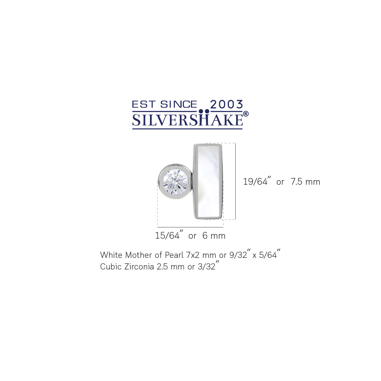 Silvershake Mother of Pearl Inlay and Cubic Zirconia White Gold Plated 925 Sterling Silver Geometric Casual Stud Post Earrings Jewelry for Women - Silvershake-store