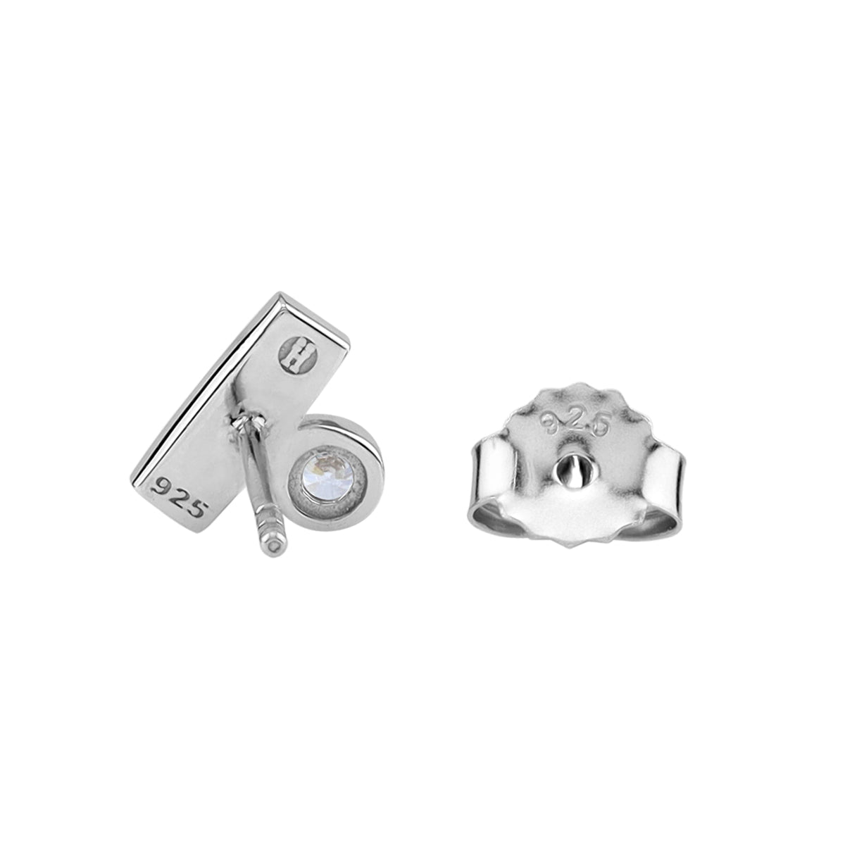Silvershake Created Green Turquoise Inlay and Cubic Zirconia White Gold Plated 925 Sterling Silver Geometric Casual Stud Post Earrings Jewelry for Women - Silvershake-store