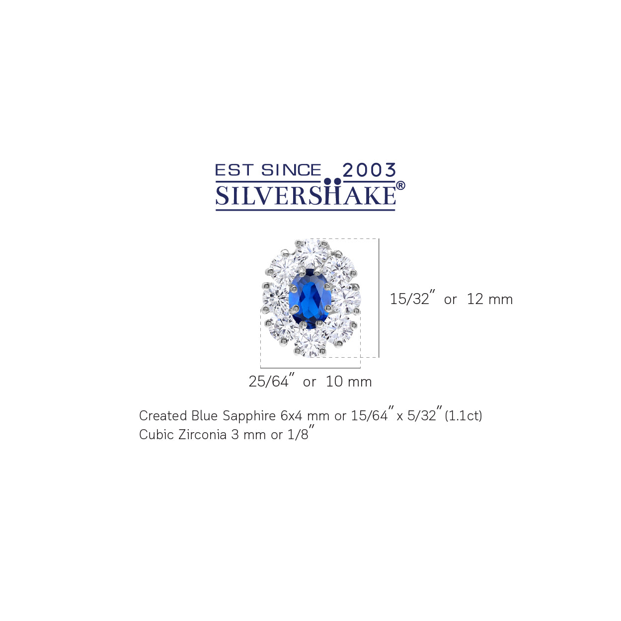 Silvershake Created Blue Sapphire White Gold Plated 925 Sterling Silver Flower Cluster Stud Post Earrings September Gemstone Birthstone Jewelry for Women - Silvershake-store