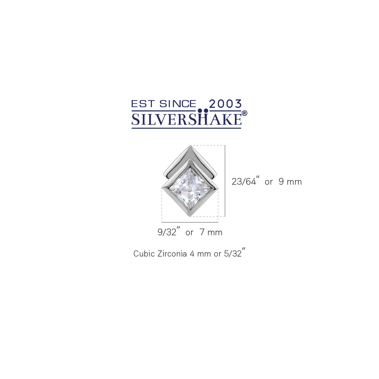 Silvershake 4MM Cubic Zirconia White Gold Plated 925 Sterling Silver Minimalist Square Geometric Stud Post Earrings April Gemstone Birthstone Jewelry for Women - Silvershake-store