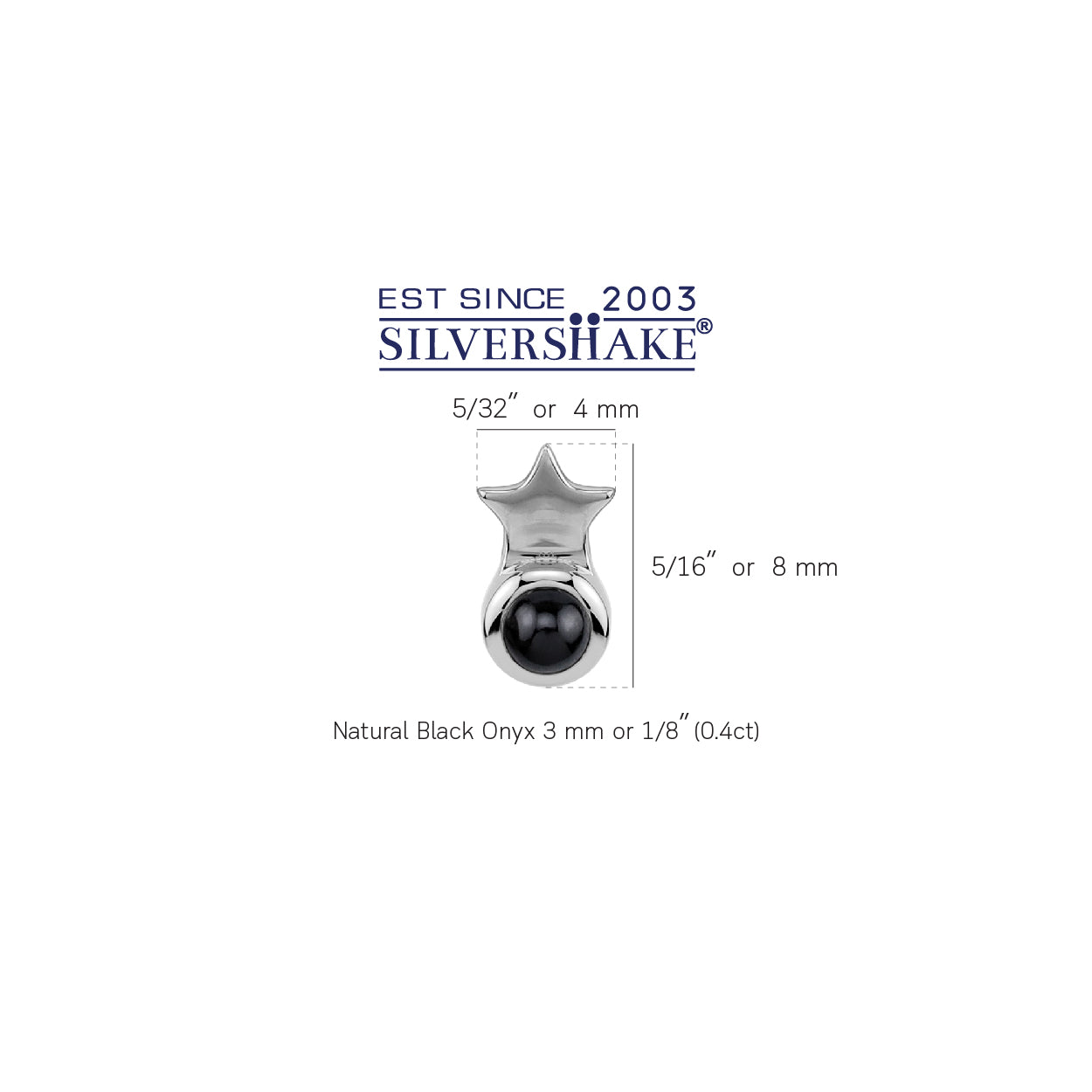 Silvershake Petite 3MM Natural Round Shape Black Onyx White Gold Plated 925 Sterling Silver Minimalist Tiny Star Crown Stud Post Gemstone Earrings Jewelry for Women - Silvershake-store
