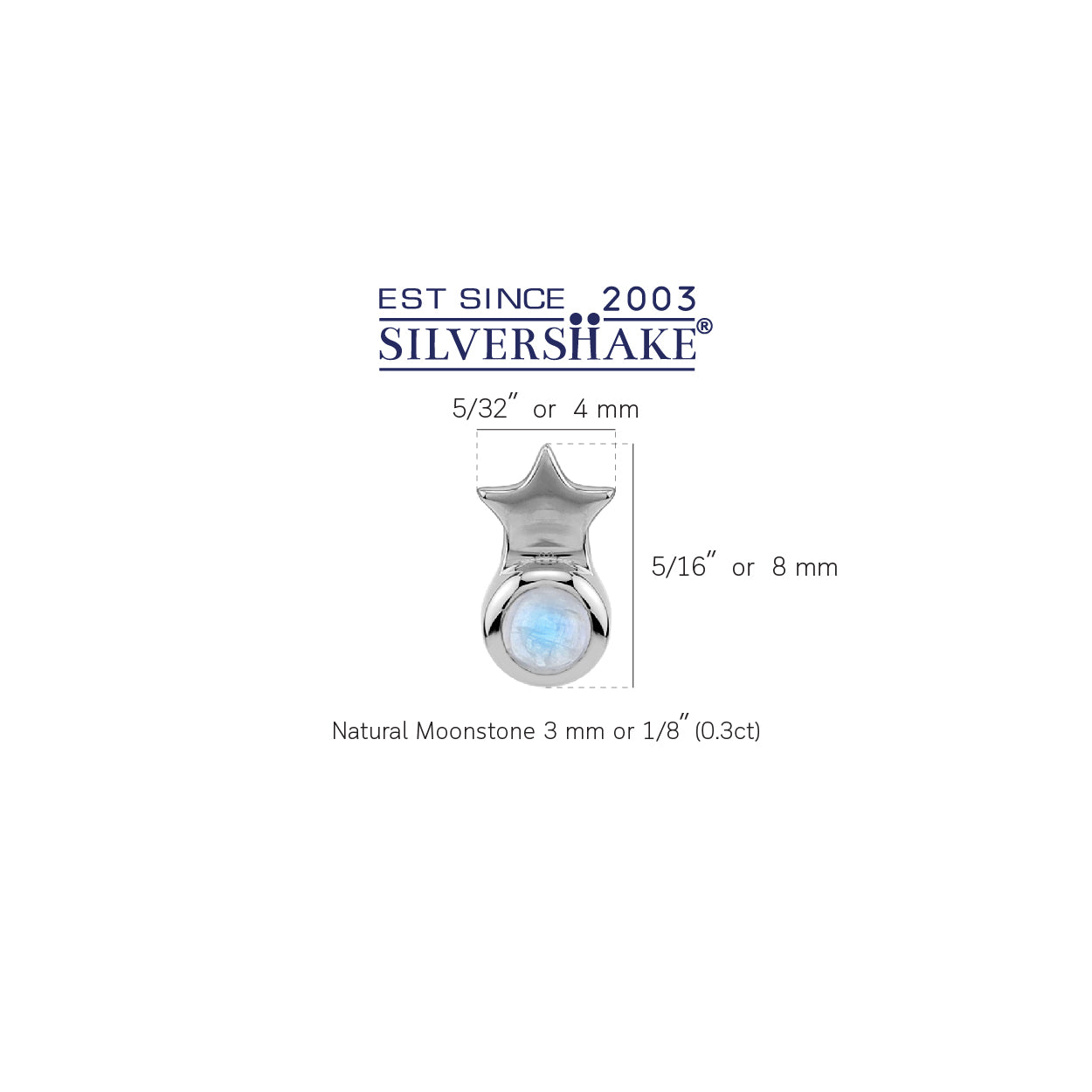 Silvershake Petite 3MM Natural Round Shape Rainbow Moonstone White Gold Plated 925 Sterling Silver Minimalist Tiny Star Crown Stud Post Earrings June Gemstone Birthstone Jewelry for Women - Silvershake-store