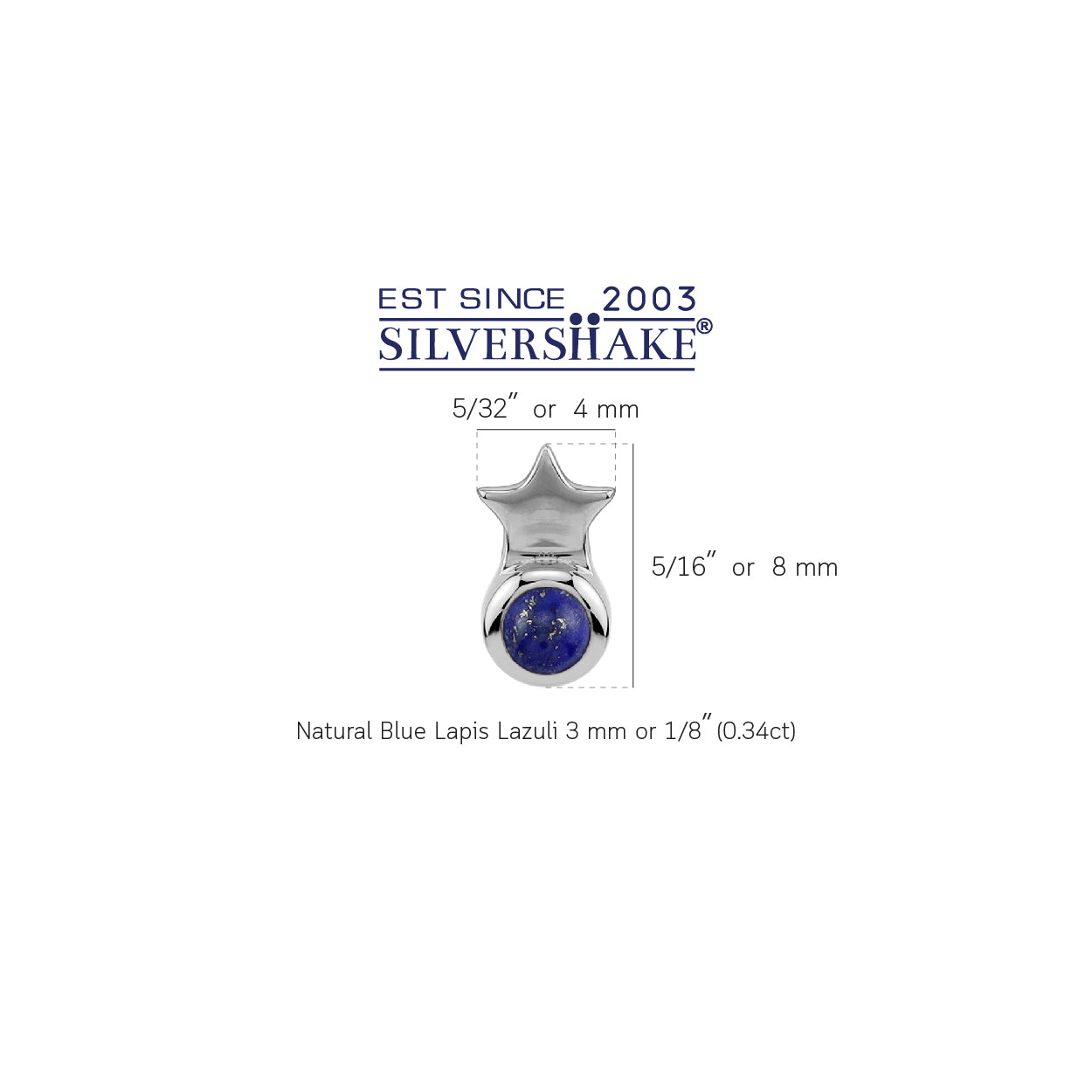 Silvershake Petite 3MM Natural Round Shape Blue Lapis Lazuli White Gold Plated 925 Sterling Silver Minimalist Tiny Star Crown Stud Post Gemstone Earrings Jewelry for Women - Silvershake-store