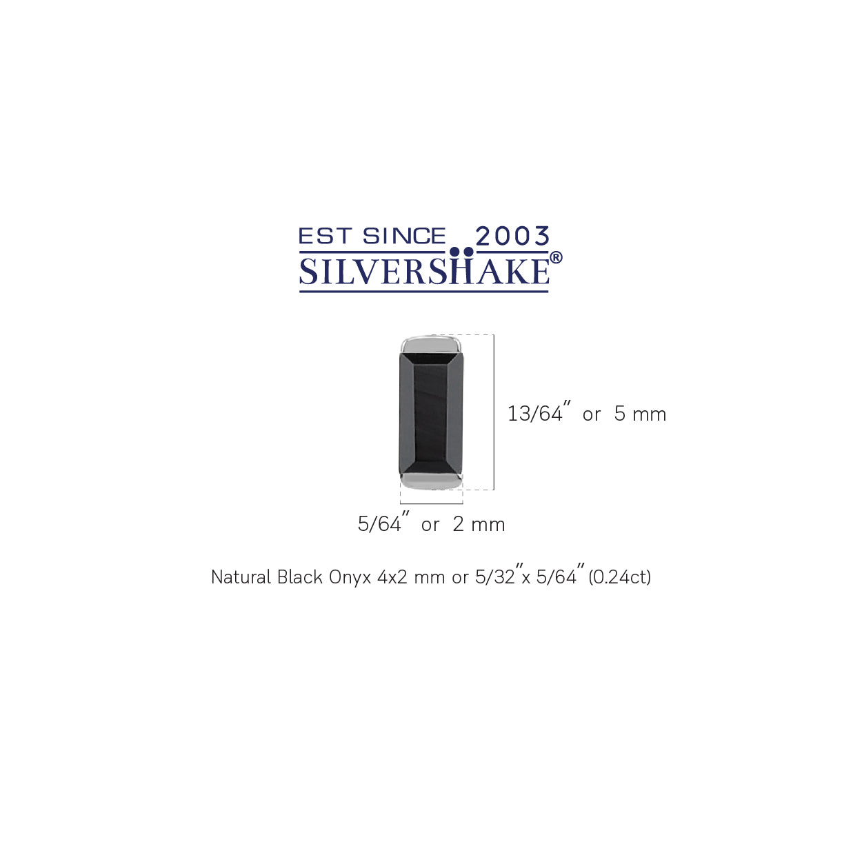 Silvershake 4X2mm Extra Petite Natural Baguette Shape Black Onyx White Gold Plated 925 Sterling Silver Minimalist Stud Gemstone Earrings Jewelry for Women - Silvershake-store