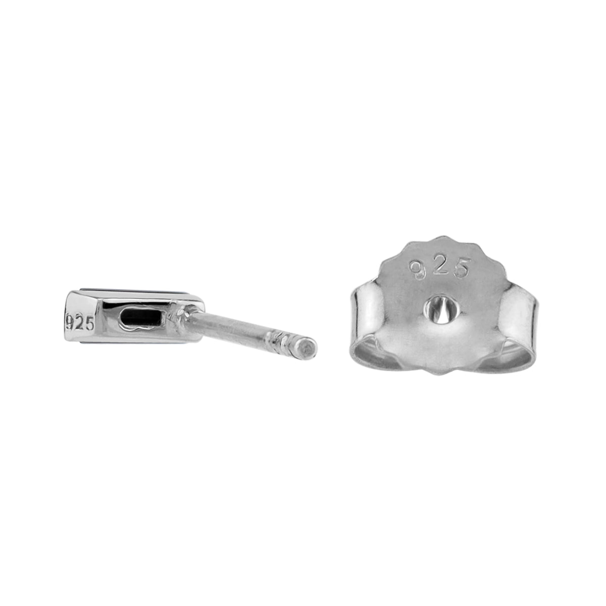Silvershake 4X2mm Extra Petite Natural Baguette Shape Black Onyx White Gold Plated 925 Sterling Silver Minimalist Stud Gemstone Earrings Jewelry for Women - Silvershake-store
