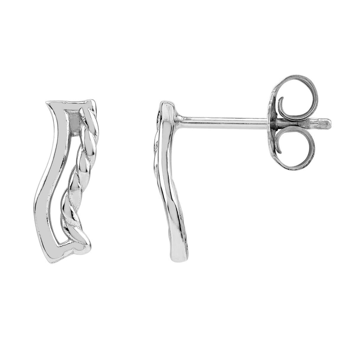 Silvershake White Gold Plated 925 Sterling Silver Minimalist Trendy Chic Rope Stud Post Earrings Jewelry for Women - Silvershake-store