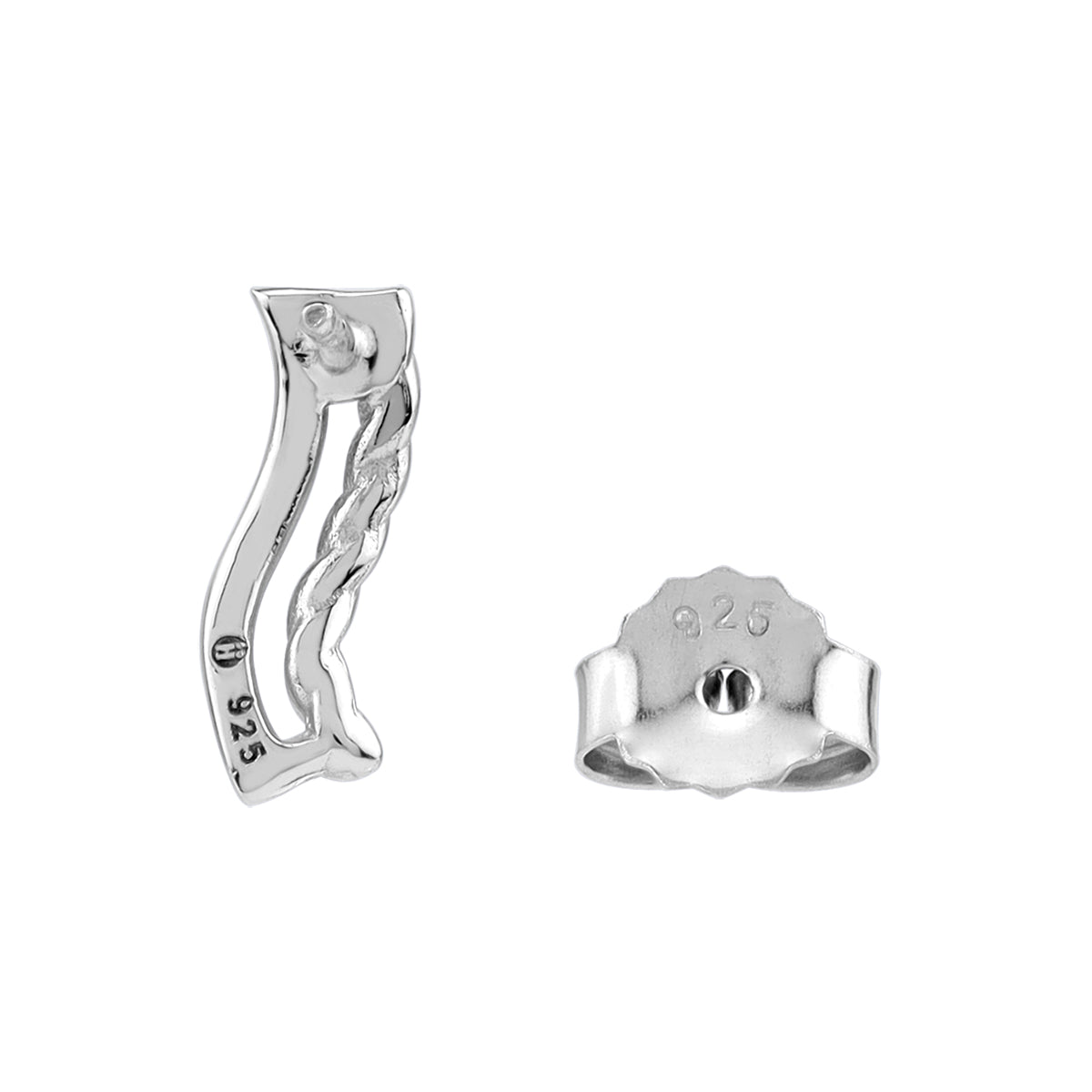 Silvershake White Gold Plated 925 Sterling Silver Minimalist Trendy Chic Rope Stud Post Earrings Jewelry for Women - Silvershake-store