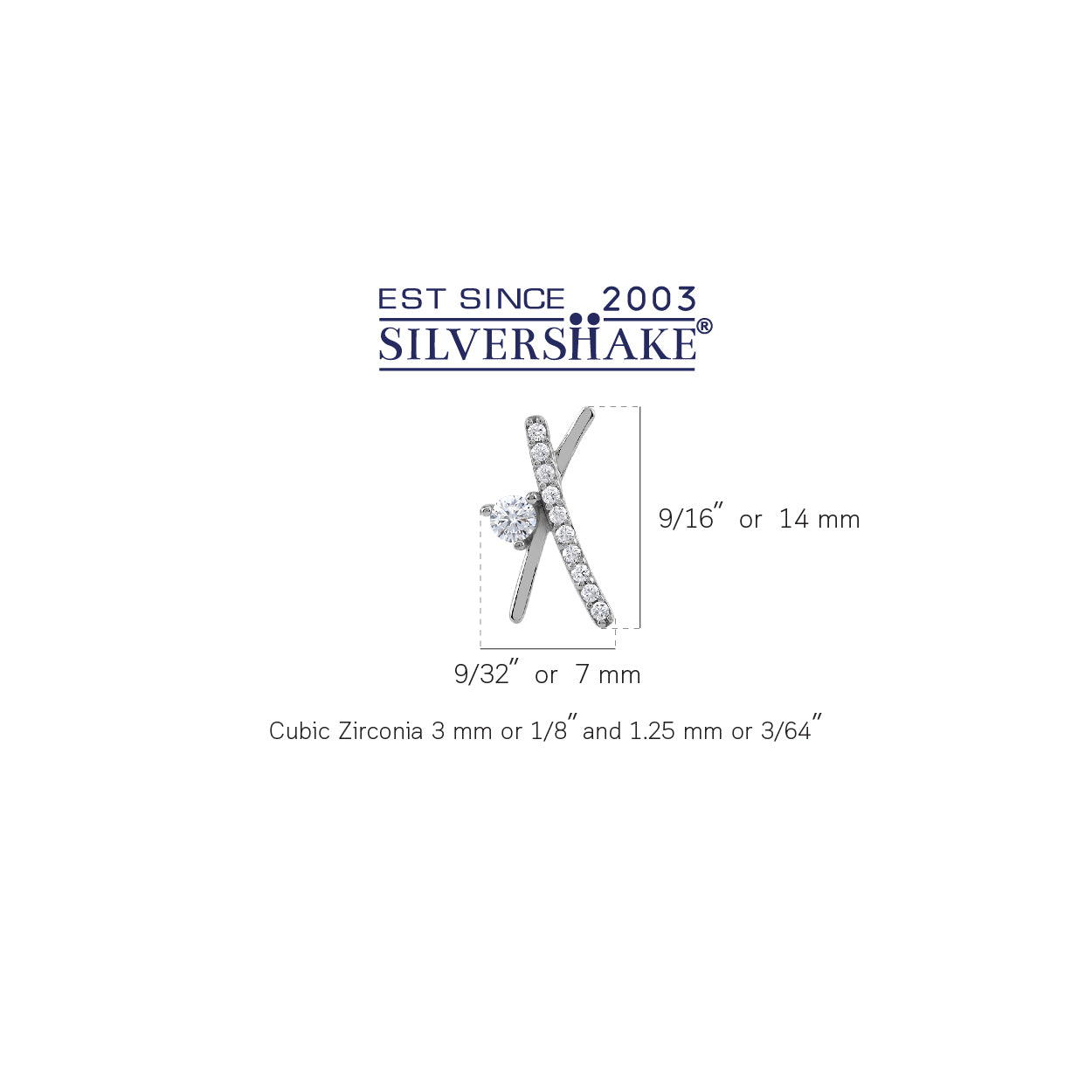 Silvershake 14X7mm Cubic Zirconia White Gold Plated 925 Sterling Silver Minimalist Trendy X O Criss Cross Stud Post Earrings April Gemstone Birthstone Jewelry for Women - Silvershake-store
