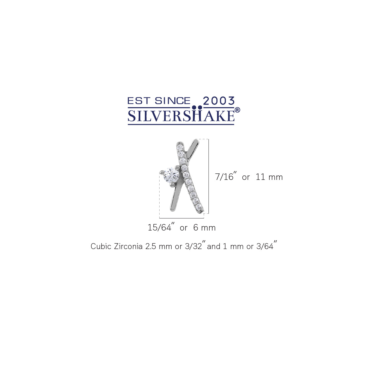 Silvershake 11X6mm Cubic Zirconia White Gold Plated 925 Sterling Silver Minimalist Trendy Chic X O Criss Cross Stud Post Earrings April Gemstone Birthstone Jewelry for Women - Silvershake-store