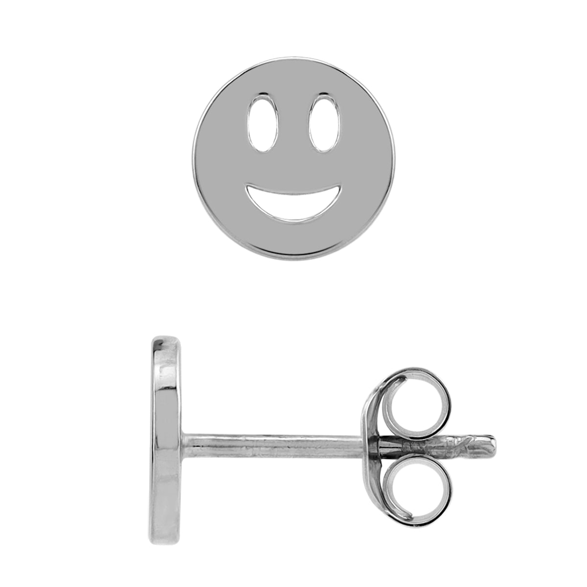 Silvershake Petite 7MM White Gold Plated 925 Sterling Silver Minimalist Happy / Smiley Face Casual Stud Earrings Jewelry for Women - Silvershake-store