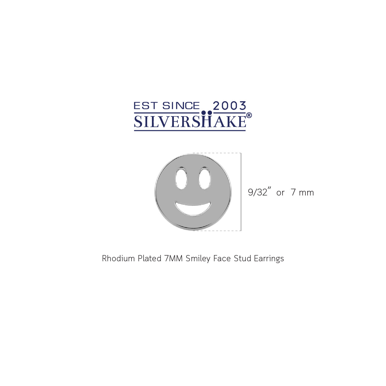 Silvershake Petite 7MM White Gold Plated 925 Sterling Silver Minimalist Happy / Smiley Face Casual Stud Earrings Jewelry for Women - Silvershake-store