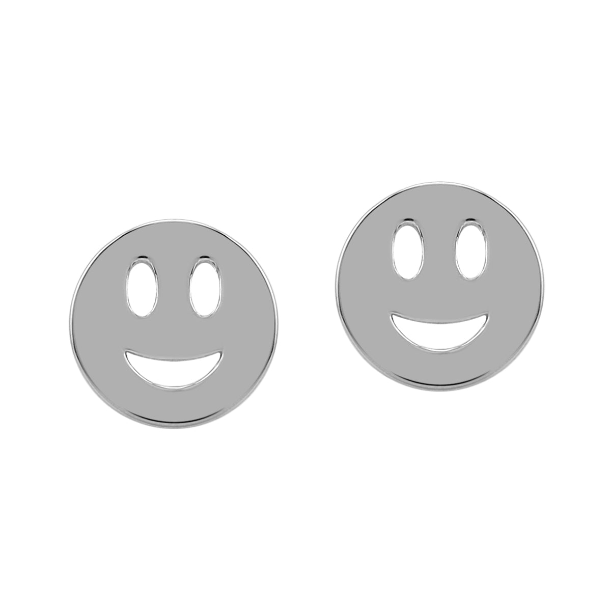 Silvershake Petite 7MM White Gold Plated 925 Sterling Silver Minimalist Happy / Smiley Face Casual Stud Earrings Jewelry for Women - Silvershake-store