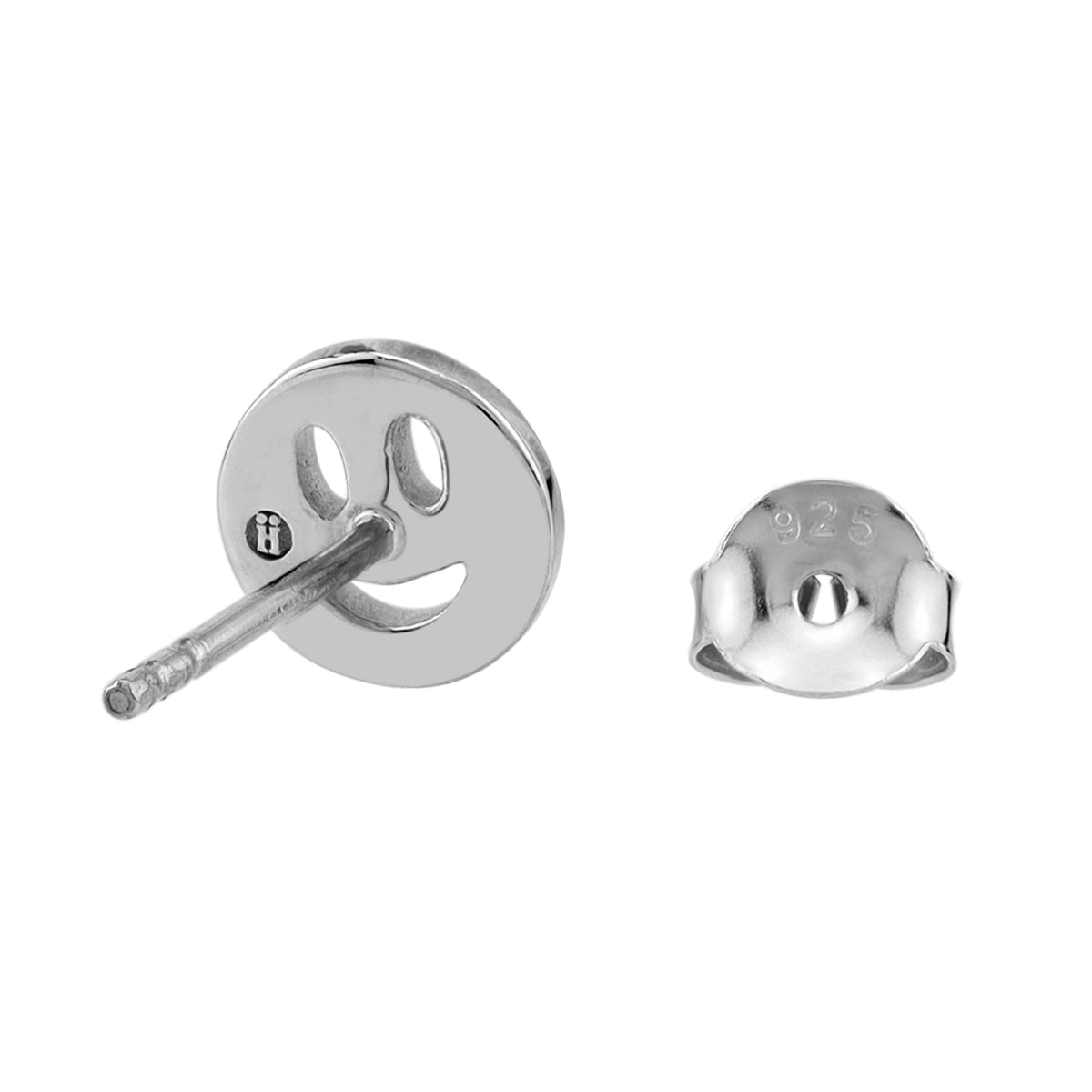 Silvershake Petite 7MM White Gold Plated 925 Sterling Silver Minimalist Happy / Smiley Face Casual Stud Earrings Jewelry for Women - Silvershake-store