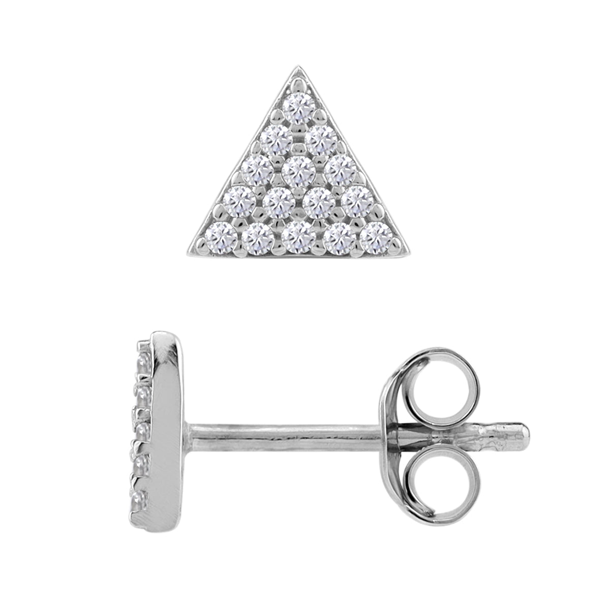 Silvershake Petite Cubic Zirconia White Gold Plated 925 Sterling Silver Minimalist Triangle Design Geometric Trendy Chic Stud Earrings April Gemstone Birthstone Jewelry for Women - Silvershake-store