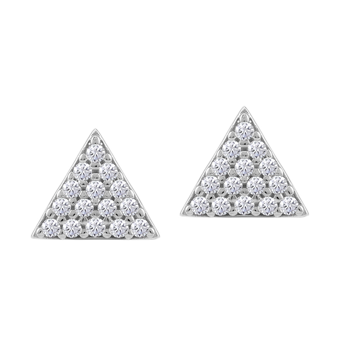 Silvershake Petite Cubic Zirconia White Gold Plated 925 Sterling Silver Minimalist Triangle Design Geometric Trendy Chic Stud Earrings April Gemstone Birthstone Jewelry for Women - Silvershake-store