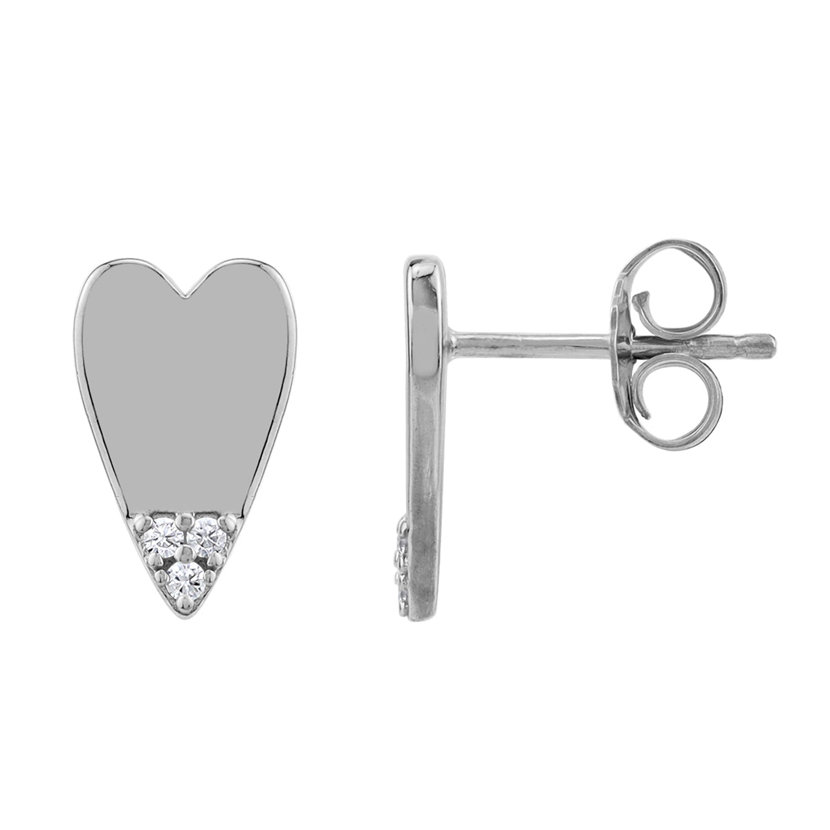 Silvershake Cubic Zirconia White Gold Plated 925 Sterling Silver Heart Casual Love Trendy Chic Stud Post Earrings April Gemstone Birthstone Jewelry for Women - Silvershake-store