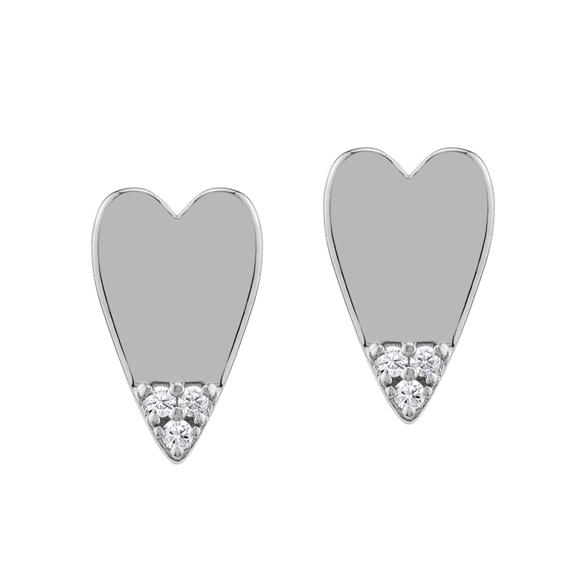 Silvershake Cubic Zirconia White Gold Plated 925 Sterling Silver Heart Casual Love Trendy Chic Stud Post Earrings April Gemstone Birthstone Jewelry for Women - Silvershake-store
