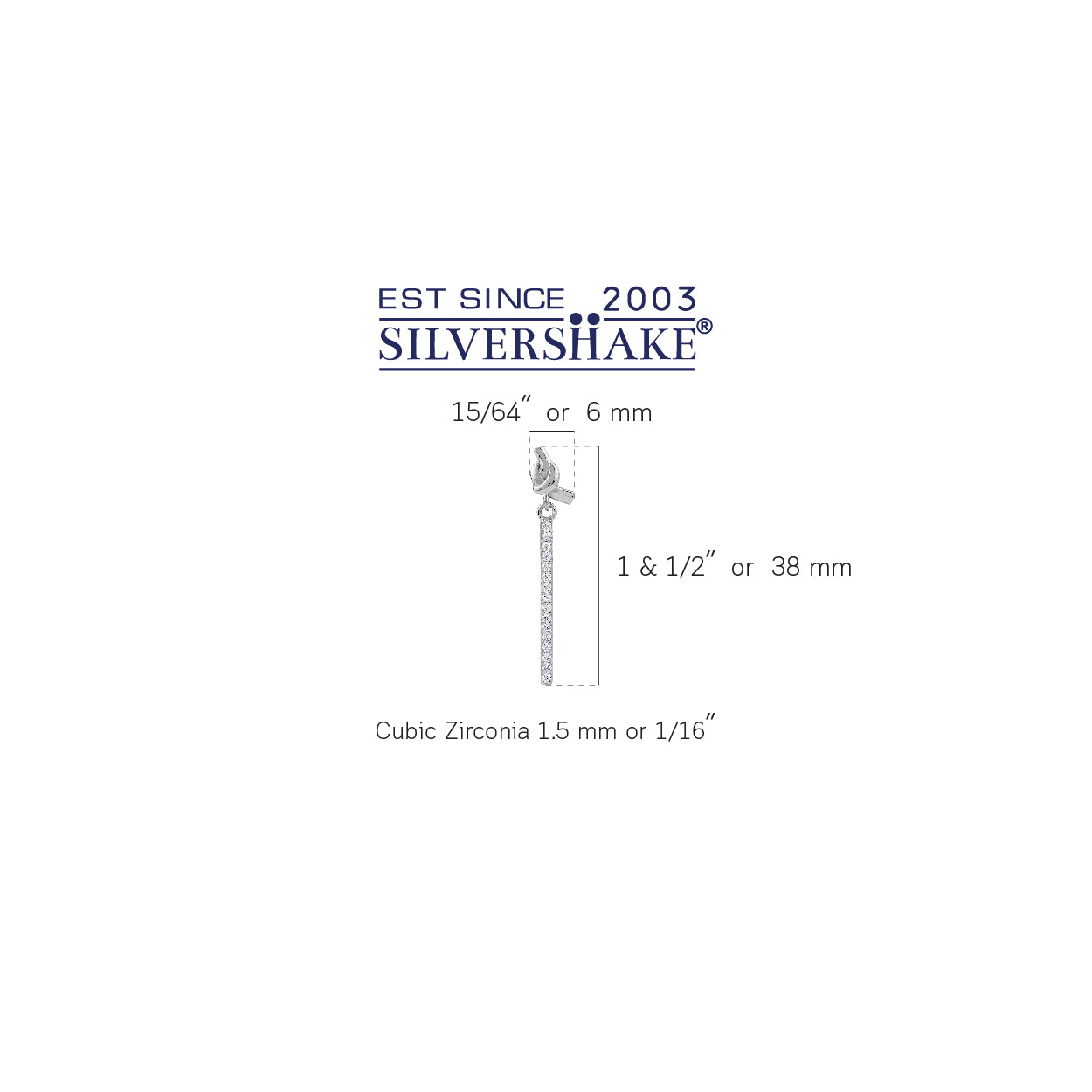 Silvershake Cubic Zirconia White Gold Plated 925 Sterling Silver Ribbon Knot and Dangle Vertical Bar Drop Stud Post Earrings April Gemstone Birthstone Jewelry for Women - Silvershake-store